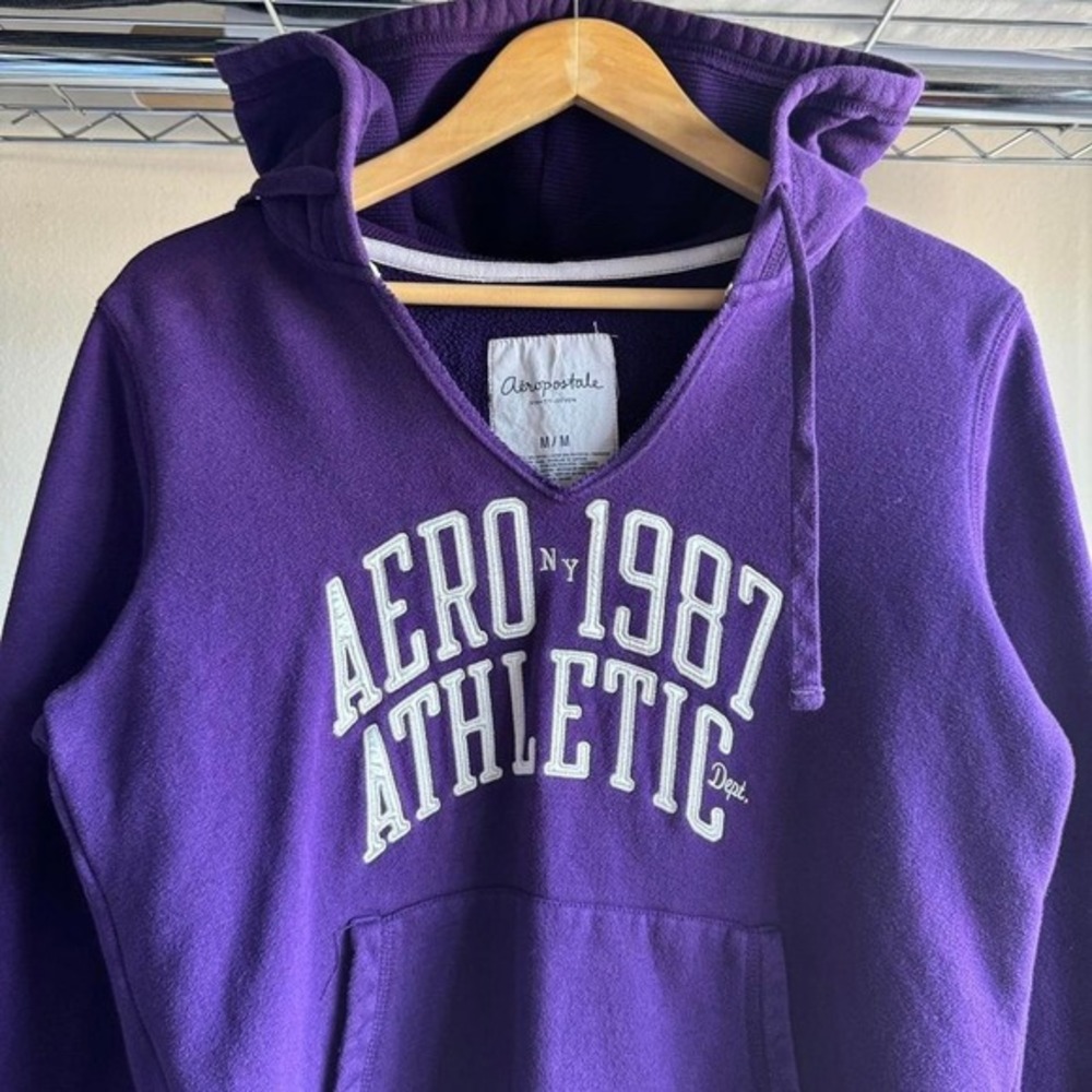 eropostale Purple and White Hoodie Athletic Department Jacket Hoodie‎ Pull Over